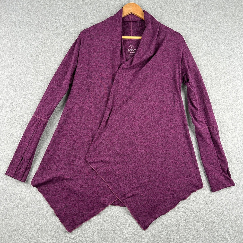 UFC Gym Cardigan Womens S‎ Purple Open Front Drape Athletic Thumbhole Yoga